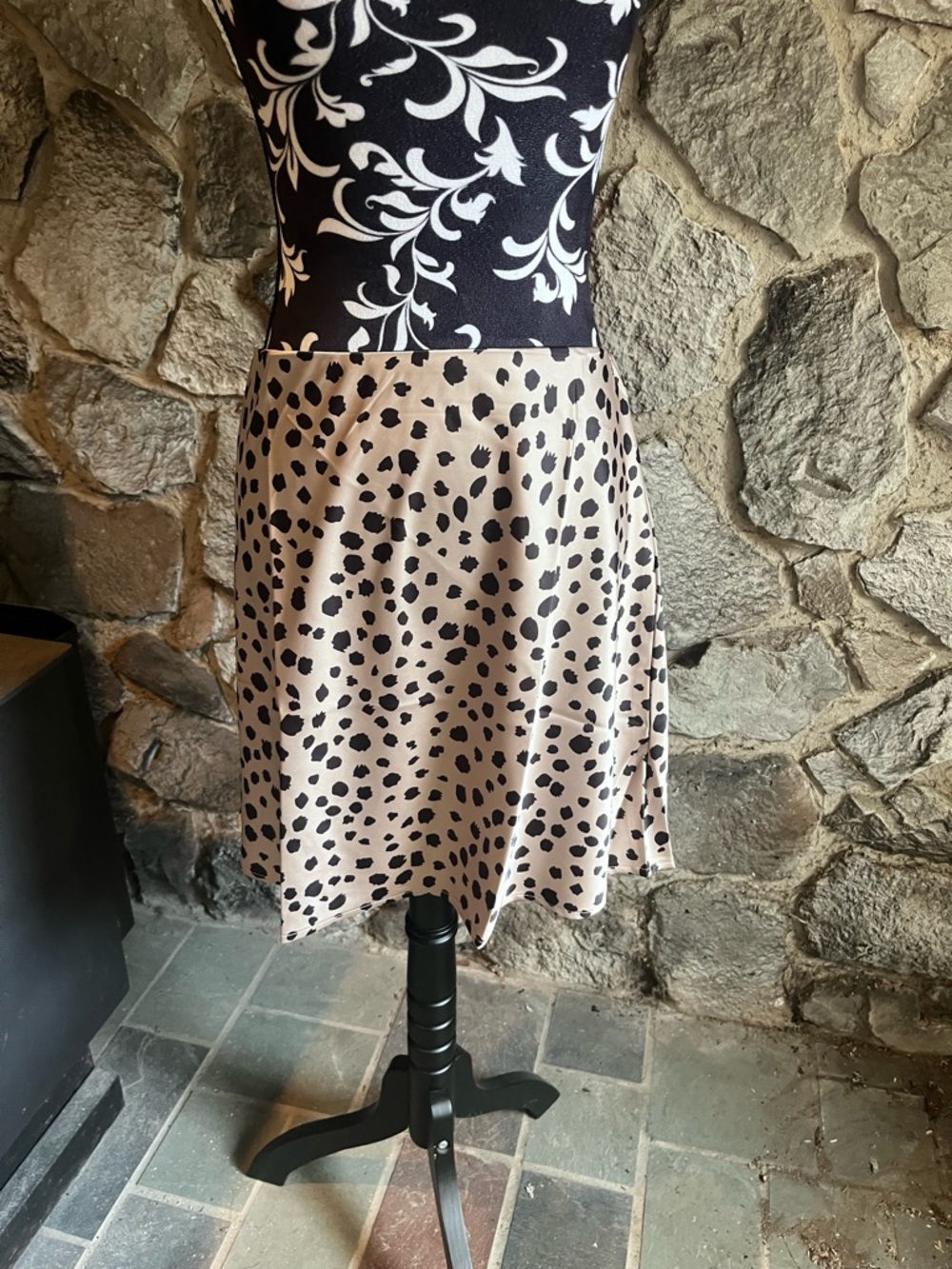 Reaowazo Leopard Satin Mini Skirt XL